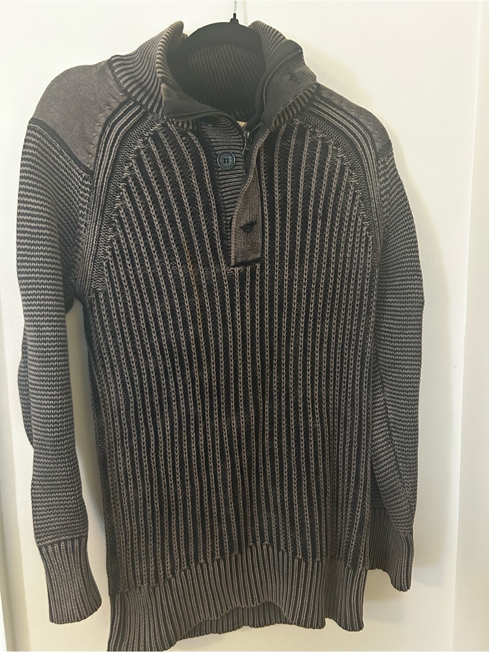 Guess Men's Two-Tone Brown and Gray Zip-Neck Sweater